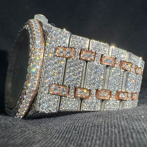 Reloj de Lujo para Hombre de Alta Gama con Moissanita VVS y Cuarzo, Estilo Hip Hop, Correa de Acero Inoxidable, Esfera Analógica con Incrustaciones de Diamantes - Product Image 1