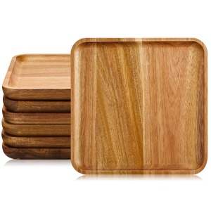 Handcrafted Wooden <b>Dishes</b> & Plates – Natural Solid Wood <b>Serving</b> Dinnerware <b>Set</b> - Product Image 3