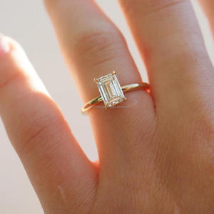 Elegant VVS Moissanite Diamond <b>Ring</b> 925 Sterling <b>Silver</b> Emerald Cut <b>Solitaire</b> Engagement <b>Ring</b> Luxury Fine Jewelry For Women Gift - Product Image 1
