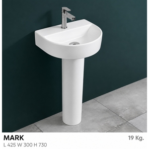Lavabo de Pedestal Mark Set, Forma Irregular, Grifo de un Solo Orificio, Diseño Minimalista, Acabado Cromado, Lavabo de Baño Montado en el Suelo - Product Image 2