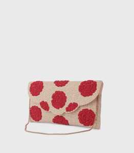 Bolso rectangular bordado floral con cuentas hecho a mano con correa de cadena para fiestas - Product Image 1