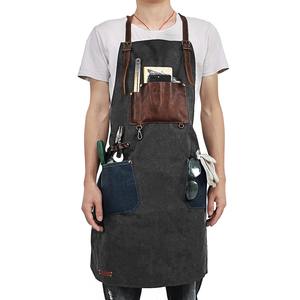 Delantal de Trabajo de Lona Encerada Gruesa y Duradera con Cremallera, Ajustable con Tirantes Cruzados, para Chef, Barbacoa, Barbero, Carpintero, Equipo de Taller LCA-0045 - Product Image 5