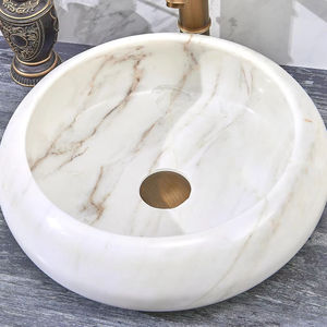High Quality Luxury Natural Marble White Round Countertop Sink Wash <b>Basin</b> Eco-Friendly Durable Bathroom - Product Image 4