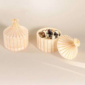 Classic Design Resin Dry Fruit Jar Set Stackable Kitchen Ramadan <b>Eid</b> <b>Gift</b> Pearl Tray with Resin Jars 4 Pcs Set - Product Image 2