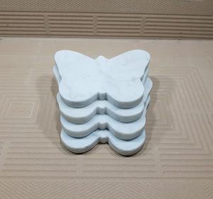 Luxury White <b>Marble</b> Butterfly Coaster <b>Set</b> of Four Decorative Natural Stone Drink Coasters for <b>Coffee</b> <b>Table</b> Dining <b>Table</b> Home Dec - Product Image 5