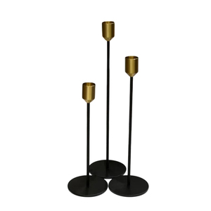 Luxury Matte <b>Black</b> And Gold Metal <b>Candlestick</b> Holders Set of 3 Minimalist Iron Taper Candle Stands For Modern Home Decoration - Product Image 1