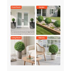 Árboles de Buxus Artificiales de 22 Pulgadas, Juego de 2 Arbustos Falsos con Estaca para el Suelo, Árbol de Seda Artificial de Aspecto Real - Product Image 6