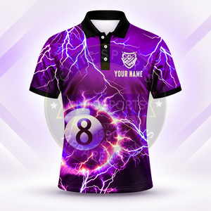 Maillot de billard personnalisé imprimé par sublimation, respirant, anti-humidité, à manches courtes, motif boule 8, haute qualité - Product Image 3