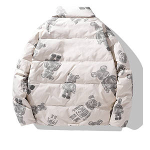 Men's Casual Stand Zipper Front Letter <b>Reversible</b> Puffer Jacket Winter Warm Insulated Hooded Windproof Outdoor <b>Coat</b> OEM ODM - Product Image 4