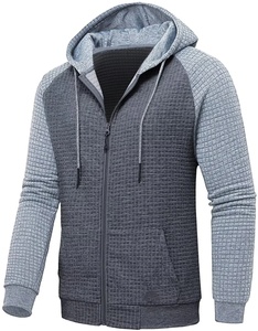 Sudadera con capucha de forro polar para hombre, con cremallera, manga raglán, corte holgado informal, color liso, manga larga, con bolsillo, ropa de invierno, bordada - Product Image 2