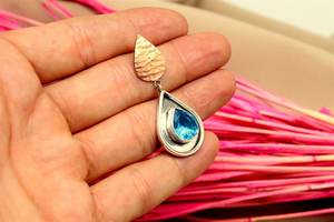 Colgante de Topacio Azul en Plata de Ley 925 con Baño de Rodio, Elegante Joyería Hecha a Mano con Certificación IGI para Mujer - Product Image 6