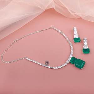 Krisha American Diamond Gold Plated Bridal Necklace & Earring Set - Product Image 1