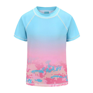 T-shirt de sport pour homme à col rond, manches courtes, séchage rapide, camouflage dégradé, polyester, coupe classique, impression par sublimation, pour la natation - Product Image 5