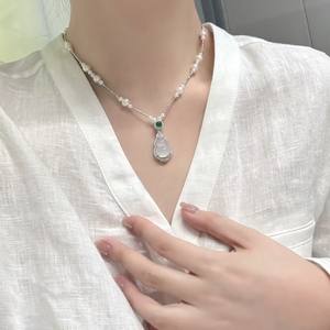 Collier en pierre d'agate fait à la main pour femmes, version coréenne, simple, coloré, nouveau, couleurs mélangées, grand sac, pendentif fin - Product Image 4