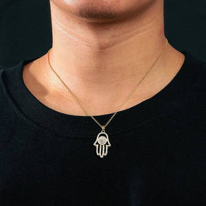 Hamsa Hand Moissanite Pendant Necklace Iced Out Lucky Hand <b>Charm</b> Classic <b>Charm</b> Lucky Protection Jewelry - Product Image 5