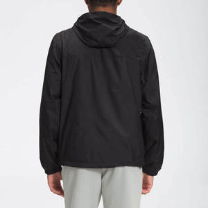 Men Hooded <b>Windbreaker</b> Jacket Lightweight Polyester Casual Spring Wear Zipper Closure Solid <b>Black</b> - Product Image 3