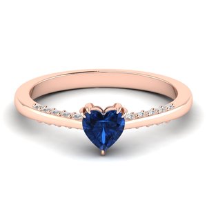 Anillos de Eternidad con Zafiro Azul en Forma de Corazón de 0.5Ct, Precio al por Mayor REYES, para Mujer, en Oro Amarillo Sólido de 14K con Diamantes - Product Image 6