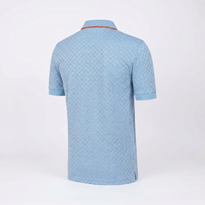 Polo de Punto con Estampado Geométrico Azul Claro para Hombre, Manga Corta, Estilo Casual - Product Image 2