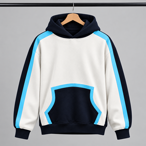 เสื้อฮู้ดดี้คัทแอนด์โซว์สีตัดต่อแบบยูนิเซ็กซ์ ผ้าฟลีซหนานุ่ม สไตล์สตรีทแวร์ - Product Image 1