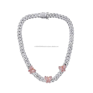 Chaîne cubaine papillon en argent sterling 925 de haute qualité, sertie de diamants moissanite, bijoux de luxe hip-hop pour les grossistes - Product Image 1