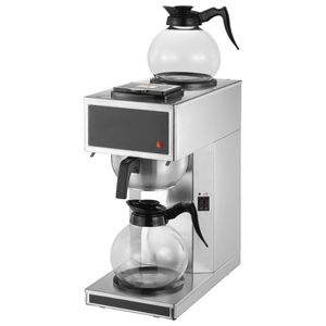 Macchina per Caffè Americano Elettrica Commerciale, Capacità 12 Tazze con 2 Caraffe in Vetro, 2 Piastre Riscaldanti per Decanter, Design in Acciaio Inossidabile - Product Image 1