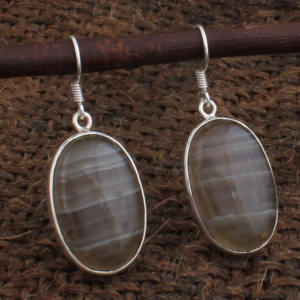 Pendientes de Fluorita Ovalada Natural al por Mayor, Pendientes de Plata de Ley 925 con Piedras Preciosas para Mujer, Joyería Fina a Precio de Fábrica - Product Image 1