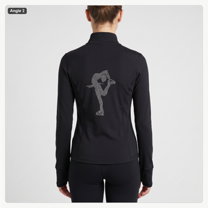 Custom Breathable Rhinestone Back Stretch <b>Mock</b> <b>Neck</b> Women's Skinny Fit Base Layer Equestrian Spandex/nylon Zipper Closure - Product Image 2