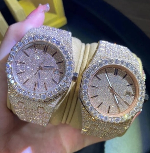 Montre mécanique automatique de luxe VSf Moissanite Diamond Iced avec cadran à aiguilles, acier inoxydable, verre saphir, logo personnalisé, 30m - Product Image 1