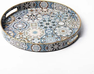 Plateaux en émail et bois faits à la main, best-sellers, pour servir des aliments et des boissons, avec incrustations MOP, décoration intérieure, plateaux de rangement. - Product Image 1