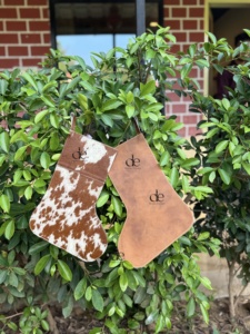 New Arrival Cowhide Leather Christmas Stocking For Family Christmas <b>Tree</b> Fireplace Hanging and Party Decoration Gift Bag - Product Image 2