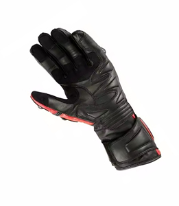 Guantes de Motocicleta de Cuero para Hombre, Negros y Rojos, con Correa de Muñeca Ajustable y Hebilla - Product Image 2