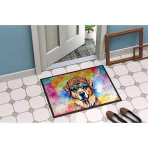Felpudo Hippie Dawg antideslizante lavable de pila baja para interior/exterior alfombra de entrada 24H X 36W alfombrilla para puerta delantera - Product Image 4