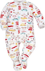 100% doux coton hiver tricoté nouveau-né costume de couchage manches longues fermé Footie pyjama véhicule motif bouton bébé ODM - Product Image 3