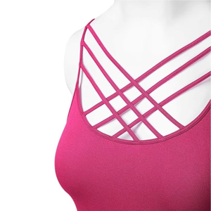 Women Custom <b>Strappy</b> Cross Back Sports Bra Padded Yoga Gym Fitness Workout Activewear <b>Top</b> Wholesale OEM Athletic Training Bra - Product Image 2