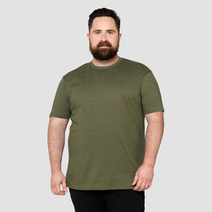 T-shirt en coton à manches courtes pour homme, couleur gris foncé uni, col rond, coupe classique, tissu jersey décontracté - Product Image 3