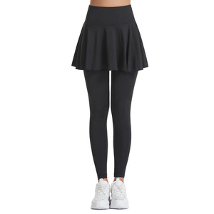 Vente Chaude OEM ODM Pantalon de Sport Double Couche 2-en-1 pour Femme, Jupe-Short Longue de Tennis, Idéal pour la Course, le Jogging, la Gym et l'Entraînement Athlétique - Product Image 4