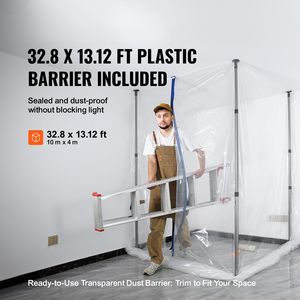 Sistema Barriera Antipolvere da 3 Metri con 4 Pali Telescopici, Borsa per il Trasporto e Telo in Plastica per la Protezione dalle Polveri nell'Edilizia - Product Image 2
