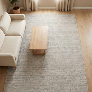 DECORDEC Tapis épais moderne en laine texturée gris clair ivoire, antidérapant, écologique, pour salon, hôtel, villa - Product Image 4