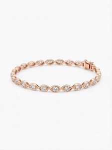 Bijoux de luxe, bracelet tennis en or jaune 14 carats, diamants ronds de 2 mm, 4,5 carats, couleur E, VVS2, diamants cultivés en laboratoire, cadeau de mariage - Product Image 6