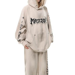 Sudadera con Capucha para Hombre, Estilo Desgastado, con Bordado de Cadena, Impresión Digital y Diseños Serigrafiados - Product Image 2