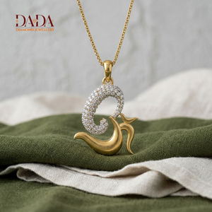 Collier pendentif Om en diamant, bijoux en or jaune, collier personnalisé pour un usage quotidien - Product Image 3