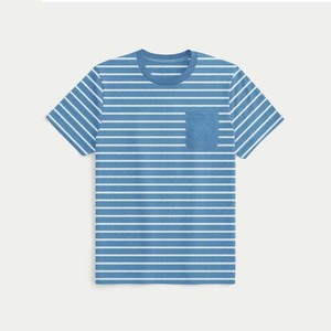 Short Sleeve Crewneck T <b>Shirts</b> Plus Size High Street Style Cotton Breathable Men's Clothing <b>Shirt</b> Striped Design With <b>Pocket</b> - Product Image 5