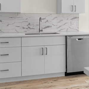 Meuble-lavabo d'angle moderne et écologique en bois massif, résistant à l'eau, à fermeture douce, pour villa et hôtel - Product Image 1