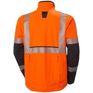 <b>Hi</b> <b>Vis</b> Work <b>Jacket</b> Men Orange Black Reflective Stripe Windproof Stand Collar Zipper Front Safety Coat Autumn Wear - Product Image 3