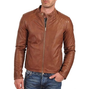 Chaqueta de cuero para hombre estilo urbano con cremallera completa, forro interior suave, ideal para clima frío, longitud media. - Product Image 2