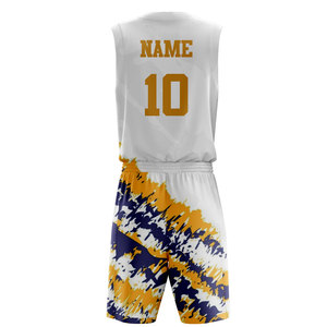 Conjunto de Uniforme de Baloncesto Sublimado Personalizado, Camiseta sin Mangas con Cuello en V Unisex, Pantalones Cortos con Cintura Elástica, Nombre del Equipo Impreso, Absorbe la Humedad - Product Image 2