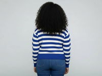 Pull cardigan en acrylique d'hiver Zeta Phi Beta pour femme, bleu, tricoté, style universitaire, broderie chenille, sur mesure OEM XLISE
