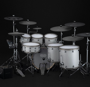 Meilleur kit de batterie électronique 2026, 8 pièces, blanc, avec cymbales et pédales, kit complet - Product Image 2