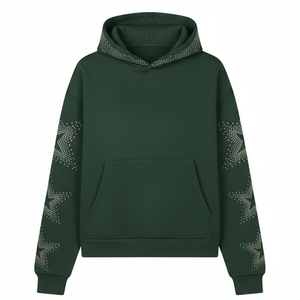 SHH INDUSTRIES Custom Rhinestone <b>Star</b> Winter Hoodie 100% Cotton Oversized Pullover Streetwear Sweatshirt Premium Quality OEM - Product Image 1