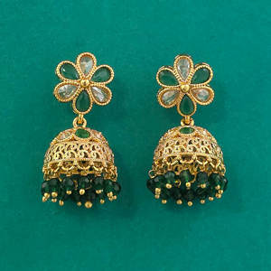 Achetez en ligne des Jhumki antiques de qualité export avec placage or 233091 - Product Image 3